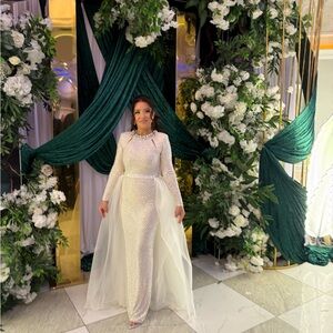 Self-Portrait White Sequin Wedding Dress
